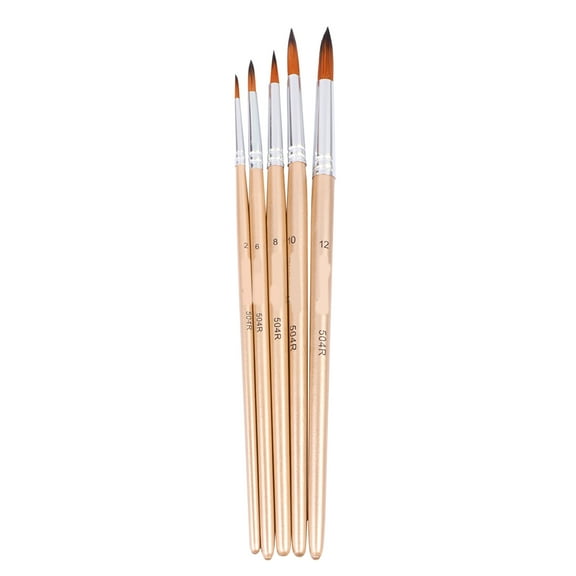 Soimiss 5Pcs Round Tip Oil Paint Brushes for Painters Art Supplies