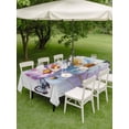 thumbnail image 3 of Outdoor Tablecloth with Umbrella Hole and Zipper, Pink Blue Floral Rectangle Table Cloth 60x120 Inch Waterproof Tablecloth, Butterflies Vintage Oil Painting Wooden Picnic Table Cover for Patio, 3 of 7