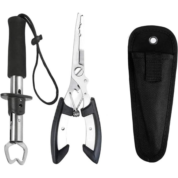 Split Ring Pliers for Fishing Hook Remover Multitool Fishing Pliers with Sheath Saltwater and Freshwater Fish Lip Gripper Gifts for Fisherman