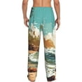 thumbnail image 3 of Uemuo Coastal Palm Beach Pattern Men's Wide Leg Palazzo Lounge Pants with Pockets Light Weight Loose Comfy Casual Pajama Pants-Medium, 3 of 9