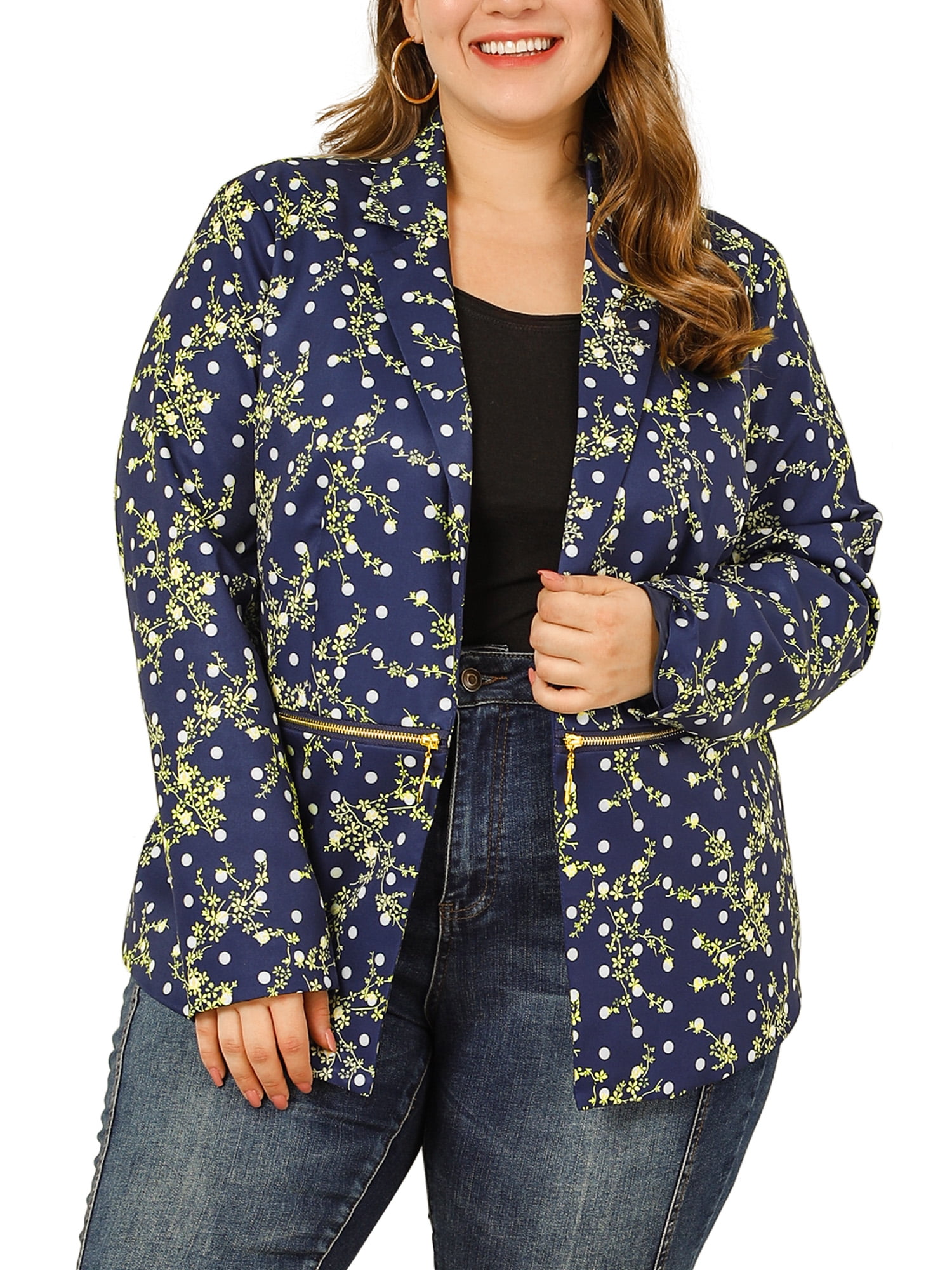 Unique Bargains Women's Plus Size Paint Splatter Printed Long Sleeve Blazer  - Walmart.com