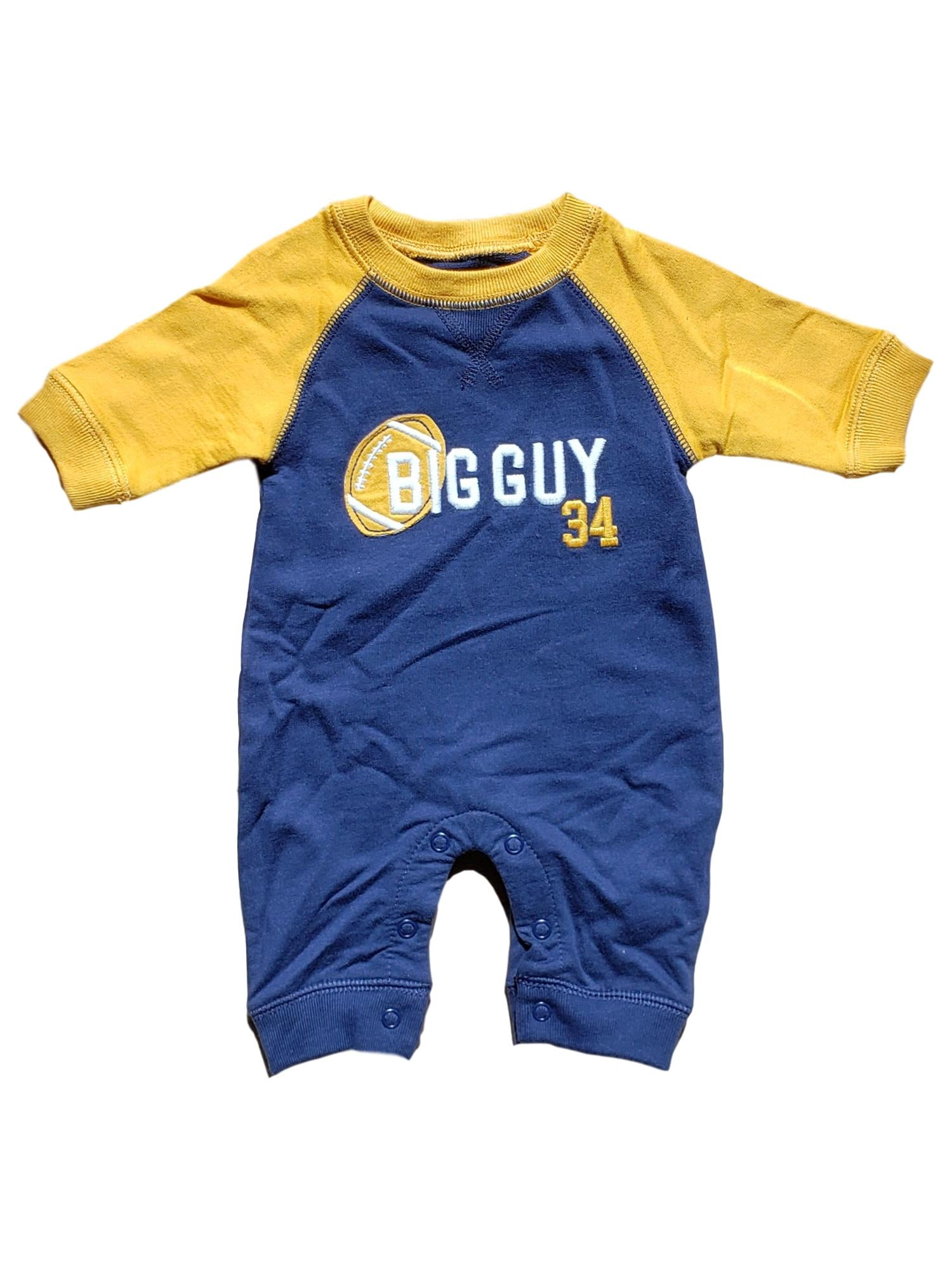 Carter's Carters Infant Baby Boys Blue & Gold Big Guy Football Cotton Romper Jumpsuit