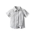 thumbnail image 5 of Qmyliery Breathable Summer Little Boys Shirt, Creative Striped/Plaid Short Sleeve Lapel Single-breasted Bow Tie Top Casual Clothes, 5 of 5