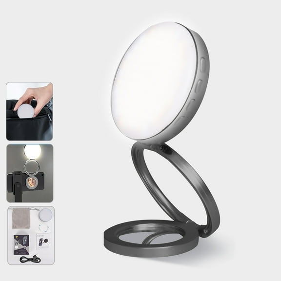 Magnetic Selfie Light, LED Fill Light Compatible with Magsafe, LED Selfie Ring Light Included Sticky Ring for Phones, for Selfies/Photography/TikTok/Zoom Calls/Video Conference, Gray