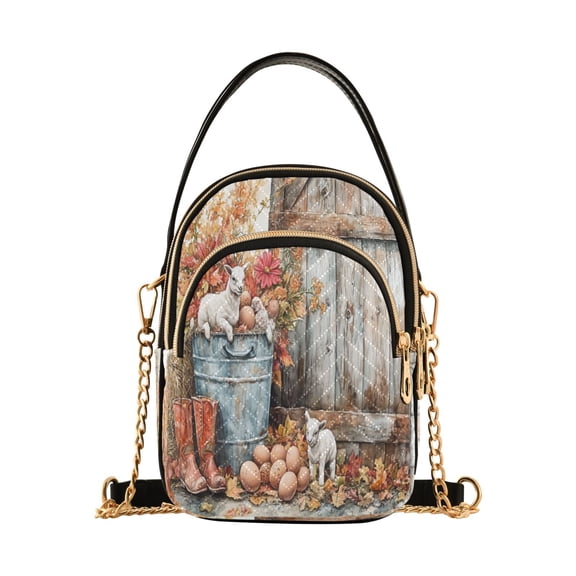 YAZAOO Cross Body Fashion Shoulder Waist Purse Bags Tractor Puppies Eggs Flowers Boots Pocket Handbags