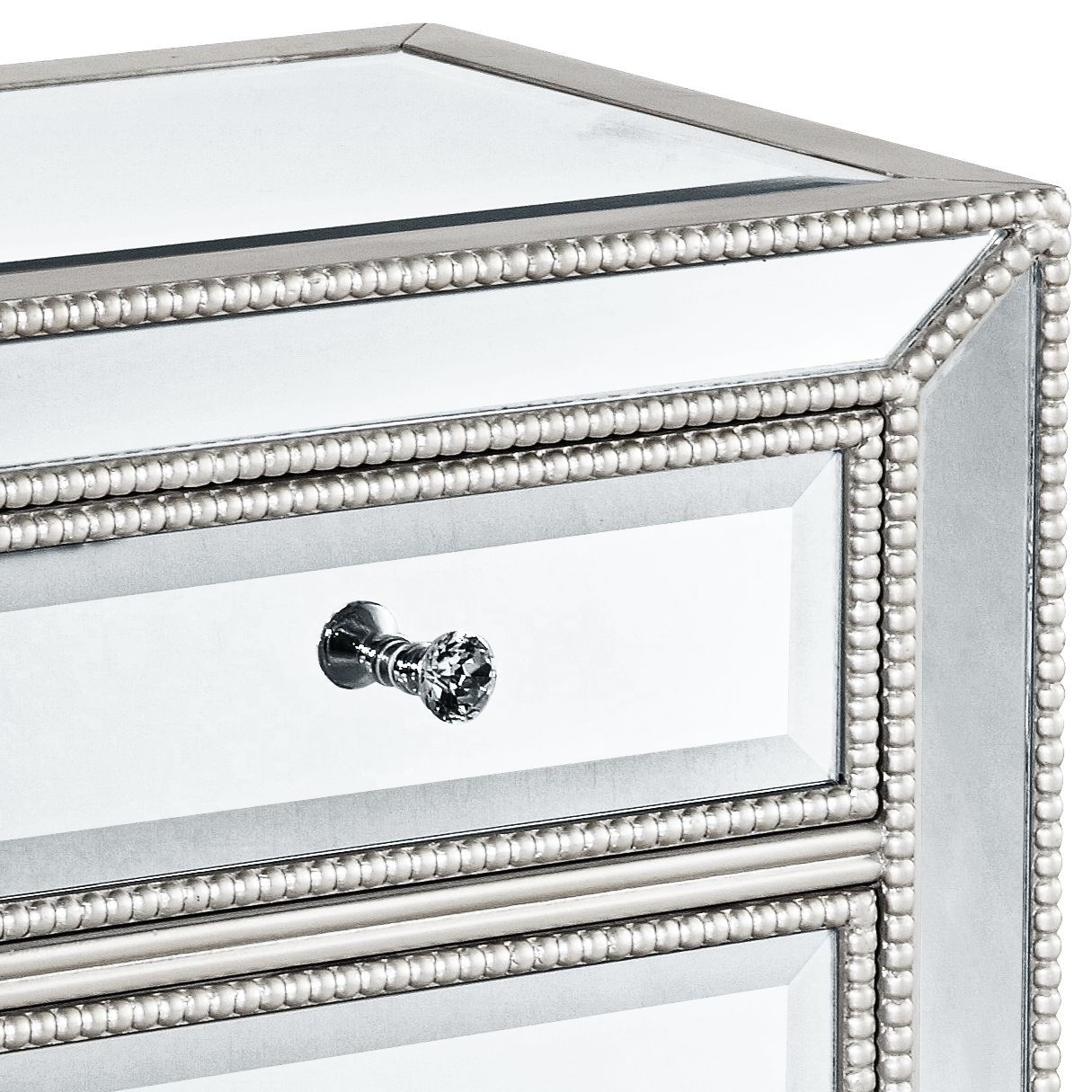 Coast to Coast Accents Modern Antique Silver Mirrored Rectangular Accent Table 20" x 15" with 3-Drawer for Living Room Bedroom - image 4 of 9