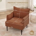 thumbnail image 2 of Modern Armchair Mid-Century Linen Fabric Accent Chair Comfy Single Sofa Upholstered Accent Living Room Chairs with Arms Metal Legs for Bedroom Office, 2 of 7