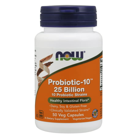 NOW Supplements, Probiotic-10™, 25 Billion, with 10 Probiotic Strains, Strain Verified, 50 Veg