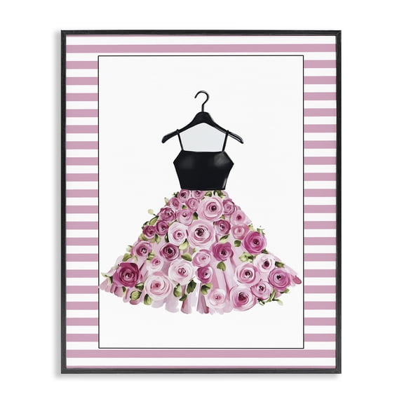 Flower Bedecked Dress Black Framed Giclee Art, design by Christine Simpson Art