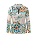 thumbnail image 2 of Uorisanigo Mandala Dragonfly Long Sleeve Golf Polo Shirts for Women Size L Relaxed Fashionable Athletic Polo Workout Tops with Zipper Versatile Size L, 2 of 7
