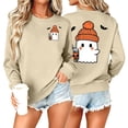 thumbnail image 2 of Jsaierl Halloween Sweatshirts for Women Spooky Ghost Graphic Pullovers Fall Loose Fit Crewneck Long Sleeve Sweater Tops Halloween Party Supplies, Sizes S-2XL, 2 of 7