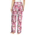 thumbnail image 3 of Uemuo Rose Rabbit Pattern Women's Wide Leg Palazzo Lounge Pants with Pockets Light Weight Loose Comfy Casual Pajama Pants-XX-Large, 3 of 9
