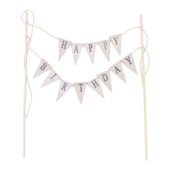 Happy Birthday Cake Topper Banner Handmade Vintage Pennant Flag Banner Cake Topper Garland Cake Topper Decoration for Wedding Birthday Party