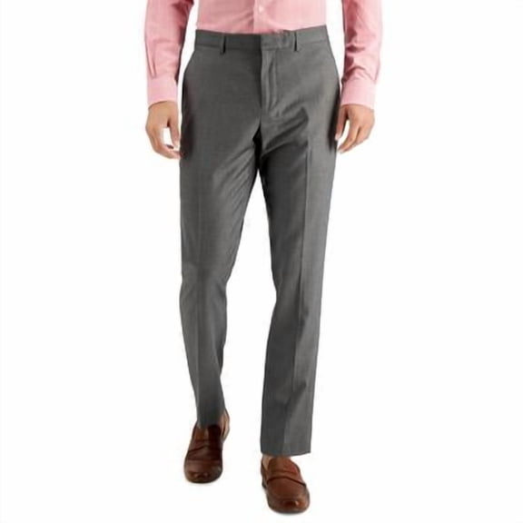 Perry Ellis Mens Slim fit Dress Pants 32 / 32 Mid Grey Solid Stretch