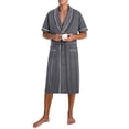 thumbnail image 5 of Gealkoca Men’s Summer Bathrobe Lightweight & Breathable Short Sleeve Robe with Pockets Men's Solid Color V Neck Belt Bathrobe, 5 of 9