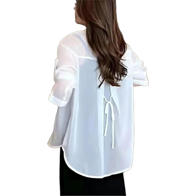 Summer Sunscreen Chiffon Shirt, Sun Protection Chiffon Blouse Lightweight, Summer Sunscreen Chiffon Blouse