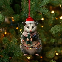 Opossum Christmas Ornament, Handmade Upside-Down Opossum Ornament for Christmas Tree, Nature-Themed Animals Possum Ornaments Hanging Decor, Opossum Gifts for Women Men (D)