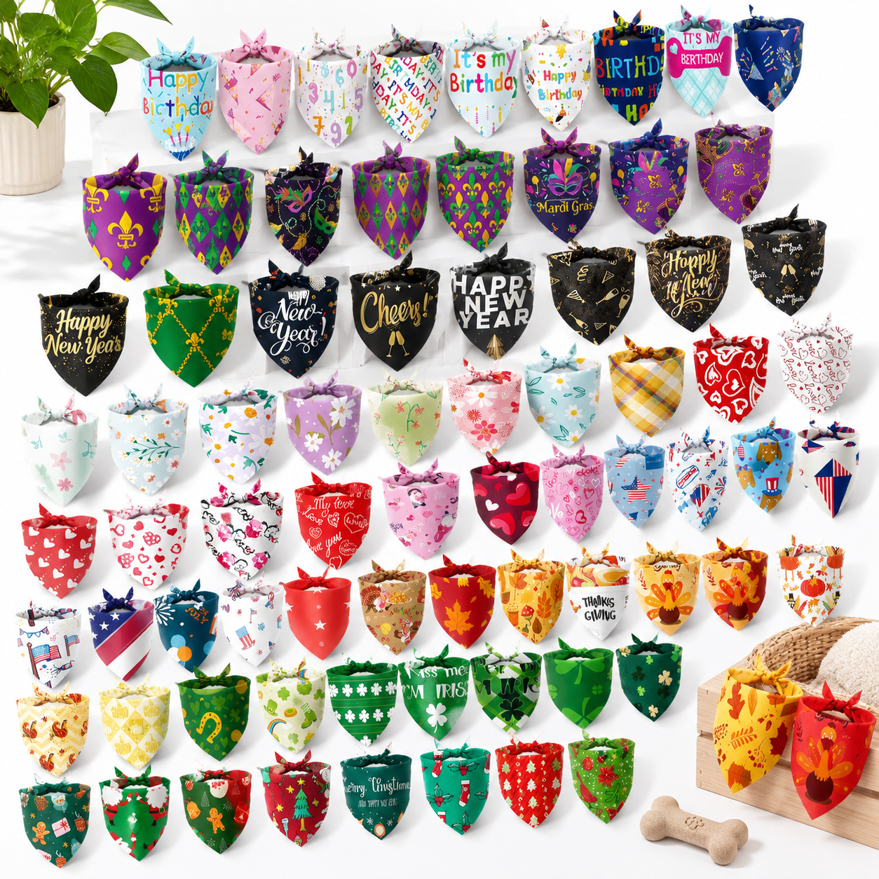 150 Seasonal Dog Bandanas Bulk Fall Pet
