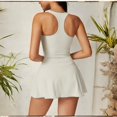 thumbnail image 4 of Women's Flare Athletic Skort with Built-in Shorts High Waist- Small, Off White, 4 of 5