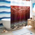 thumbnail image 5 of No Hook Shower Curtain, Red Ocean Waves Shower Curtains for Bathroom with See Through Top Window, Summer Beach Coastal Abstract Waterproof & Washable Bath Curtain 60"x72", 5 of 9