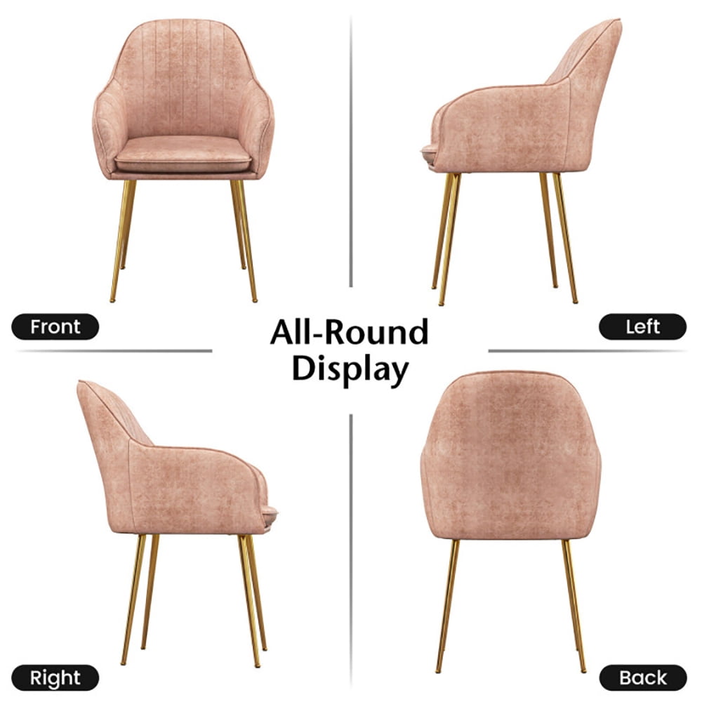 Finihen Modern Living Dining Room Accent Arm Chairs, Accent Upholstered Arm Chair with Steel Gold Legs, Set of 2, for Bedroom, Living Room, Dining Room, Pink Finihen Modern Living Dining Room Accent Arm Chairs, Accent Upholstered Arm Chair with Steel Gold Legs, Set of 2, for Bedroom, Living Room, Dining Room, Pink