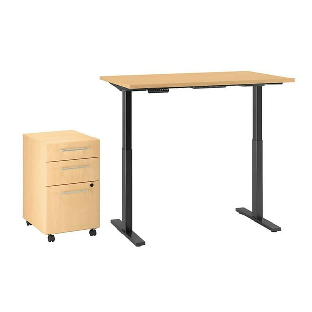 Bush Business Furniture Move 60 Series 48W Height Adjustable Desk with Storage in Maple