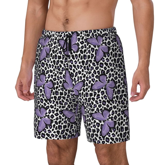Balery Purple Butterflies Bañador para hombre, shorts de playa de secado rápido con entrepierna y forro de compresión-Medium