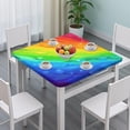 thumbnail image 3 of Rainbow Tie Dye Wave Pattern Square Fitted Tablecloth with Elastic Edge,Square Table Cover,Washable Elastic Table Cover for Home Kitchen Party Decor 34"x34", 3 of 6