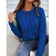 thumbnail image 2 of Vedolay Women's 2023 Tops Womens 2023 Fall Casual Long Sleeve Crew Neck Ribbed Knit Pullover Sweater,Blue L, 2 of 4