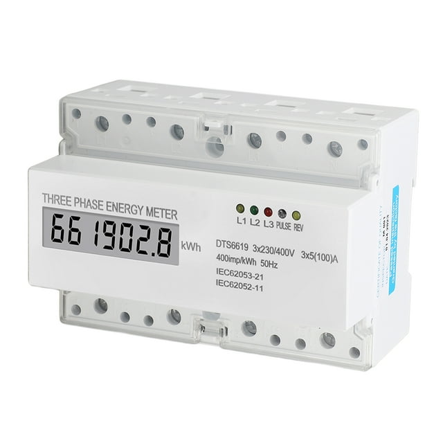 Medidor de electricidad de fase, medidor de energía trifásico Monitor de uso de electricidad Medidor de electricidad Altamente versátil