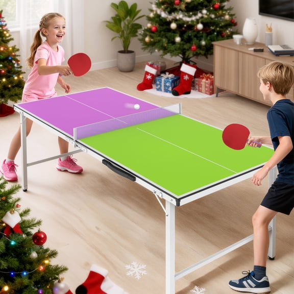 5ft Foldable Table Tennis Table, SEGMART Foldable Portable Ping Pong Table with Net, 2 Ping Pong Paddles, 3 Balls for Adults and Kids, Portable Table Tennis Set, Game Table for Indoor Outdoor Games