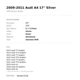 thumbnail image 3 of 2009-2011 Audi A4 17" Silver OEM Factory Wheel Rim 8K0601025B, 3 of 3