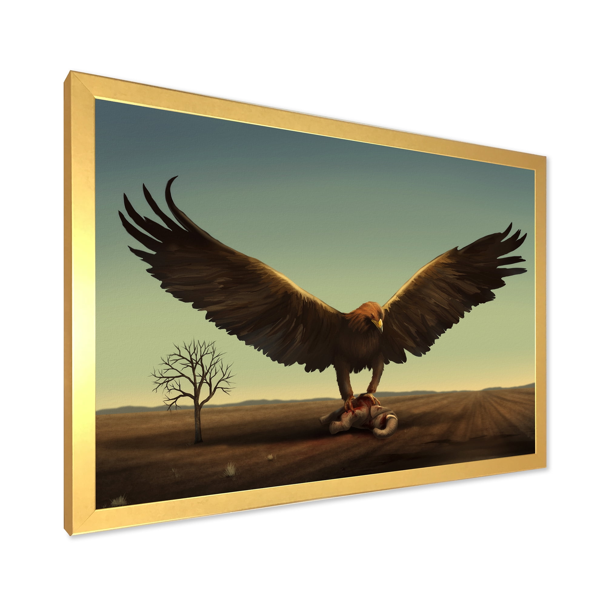 Designart 'Open Wings Roc Bird in Wild' Farmhouse Framed Art Print