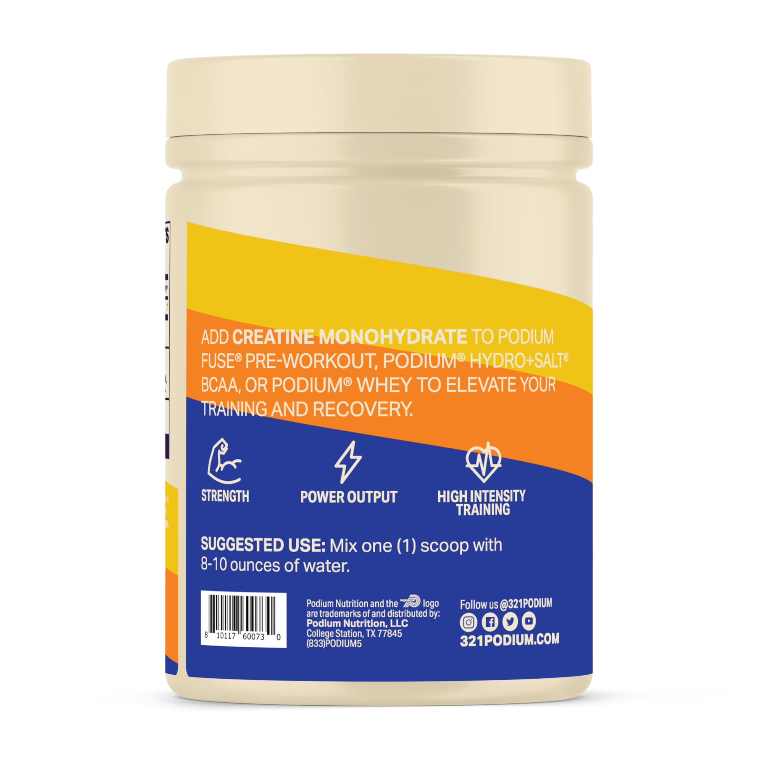 Podium Nutrition, Solos | Creatine Monohydrate, 50 Servings, Unflavored, Boost Athletic Performance