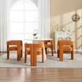 thumbnail image 3 of Guyou Modern Boucle Dining Chair Set of 4, Velvet Upholstered Barrel Chair, Comfy Armchair with Open Backrest, Vanity Side Chair Accent Chair for Living Room Bedroom Dining Room, Orange, 3 of 9