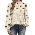 thumbnail image 2 of YueHuiYing Women's Fall Round Neck Fashionable Casual Long Sleeved Loose Casual Elastic Printed Top, 2 of 6