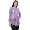 thumbnail image 5 of Phagun Women's Purple Floral Digital Printed Georgette Casual Tunic Top Wear-4, 5 of 8