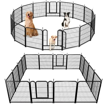 Dog Playpen, Caveen 16 Panels Garden Fence with Door, 32"Height Outdoor Dog Fence for Large Medium Small Dogs