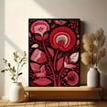 thumbnail image 6 of Red Floral Bird Botanical Folk Art Canvas Print Wall Art for Living Room Bedroom Dining Room Office Gallery Wall Decor, 6 of 8