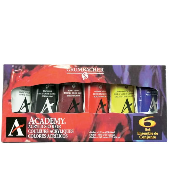 Grumbacher Academy Acrylic Intro Set, 6 Colors