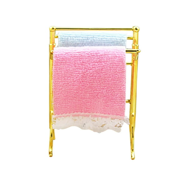 1:12 /1:6 Dollhouse Miniature Scene Model Mini Towel Rack Pretend Play Toy Number Bots for Kids
