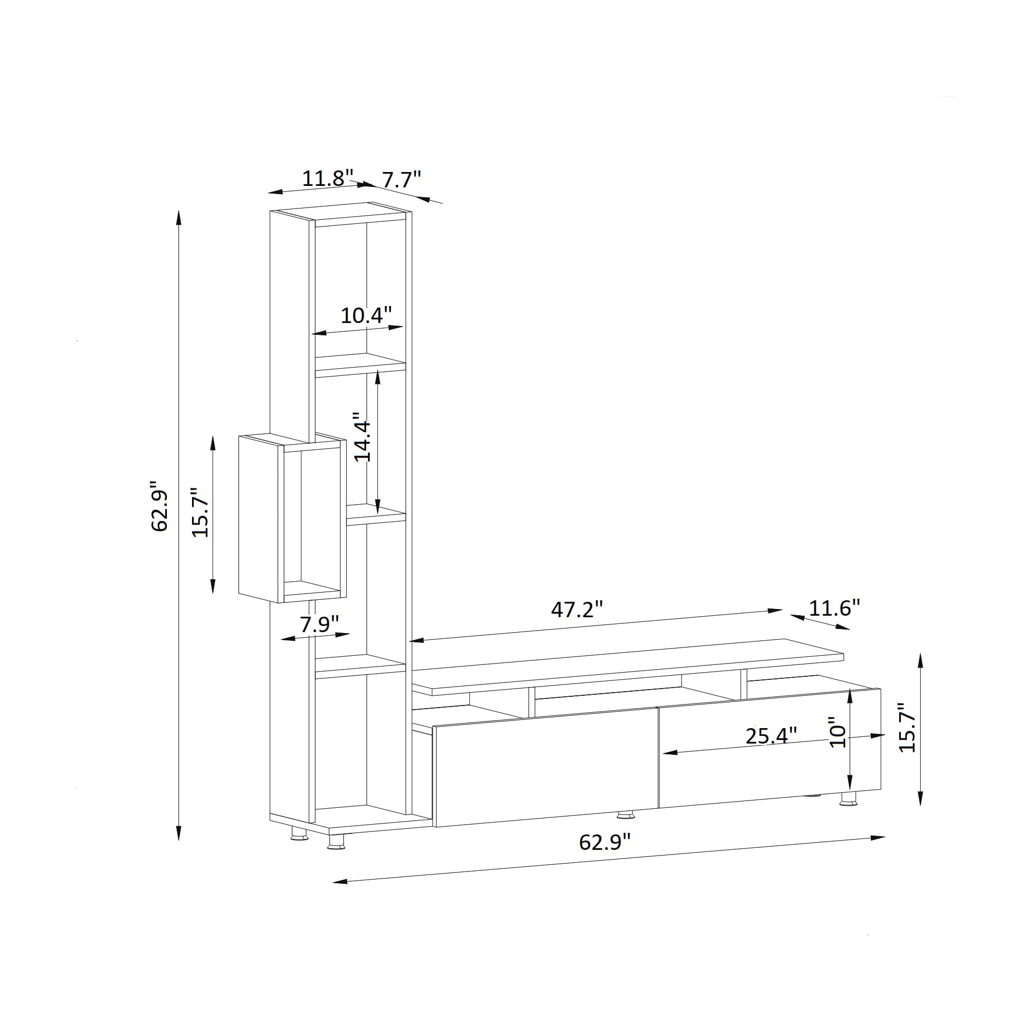Ada Home Décor 2 Tier Rossano TV Stand for TVs up to 53", White
