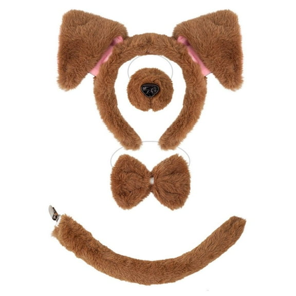 SDFGTstore 1/4/5Pcs Dog Costumes Accessories Set with Dog Ears Headband,Tail Tutu Skirt Accessories Kit Kids Dressing Up Set