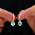 thumbnail image 4 of Rosec Jewels Classic J Hoop Drop Earrings with London Blue Topaz and Diamond for Women - 2.75 CT, 10K Yellow Gold, 4 of 9