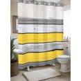 thumbnail image 3 of Coastal Style No Hook Shower Curtain and Liner Set Retro Gray Yellow Stripes Wood Texture Shower Curtains with Snap-in Liner & See Through Top Window Hotel Style for Bathroom Decor 72x78 Inch, 3 of 8