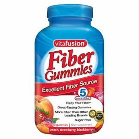 Vitafusion fibre Gummies supplément fibre Peach, arômes de fraise et de mûre de 90 l'unité (pack de 2)