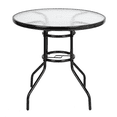 thumbnail image 4 of Hassch Outdoor Dining Table with 1.8" Umbrella Hole, 31.5" Round Patio Table with Glass Top and Metal Legs for Garden, Deck, Backyard, Dark Chocolate, 4 of 9