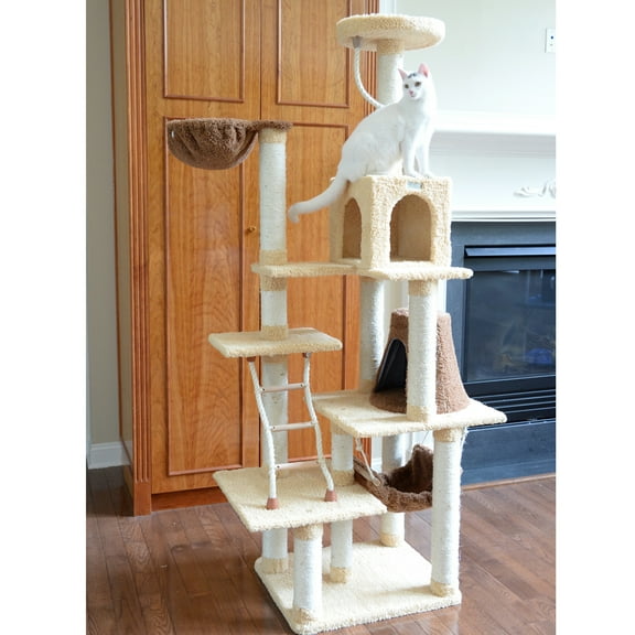 Armarkat real wood Cat Tree & Condo Scratching Post Tower, Goldenrod