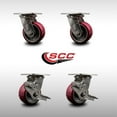 thumbnail image 2 of 4 Inch 316SS Poly on Aluminum Swivel Caster Set with Ball Bearings 2 Brakes SCC, 2 of 2