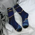 thumbnail image 7 of Marble Print Stockings Women Navy Blue Gold Socks Soft Leisure Socks Autumn Climbing Non S, 7 of 7